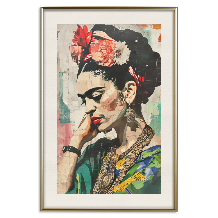 Poster Portrait in Profile - Frida Kahlo Against a Cracked Wall 152192 additionalImage 25