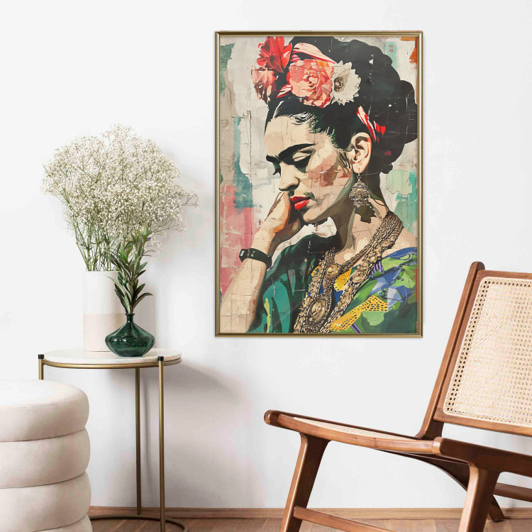 Poster Portrait in Profile - Frida Kahlo Against a Cracked Wall 152192 additionalImage 2