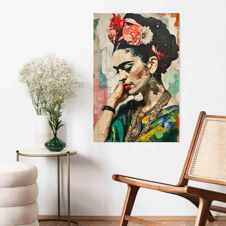 Poster Portrait in Profile - Frida Kahlo Against a Cracked Wall 152192 additionalImage 11