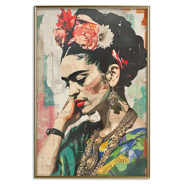 Poster Portrait in Profile - Frida Kahlo Against a Cracked Wall 152192 additionalImage 22