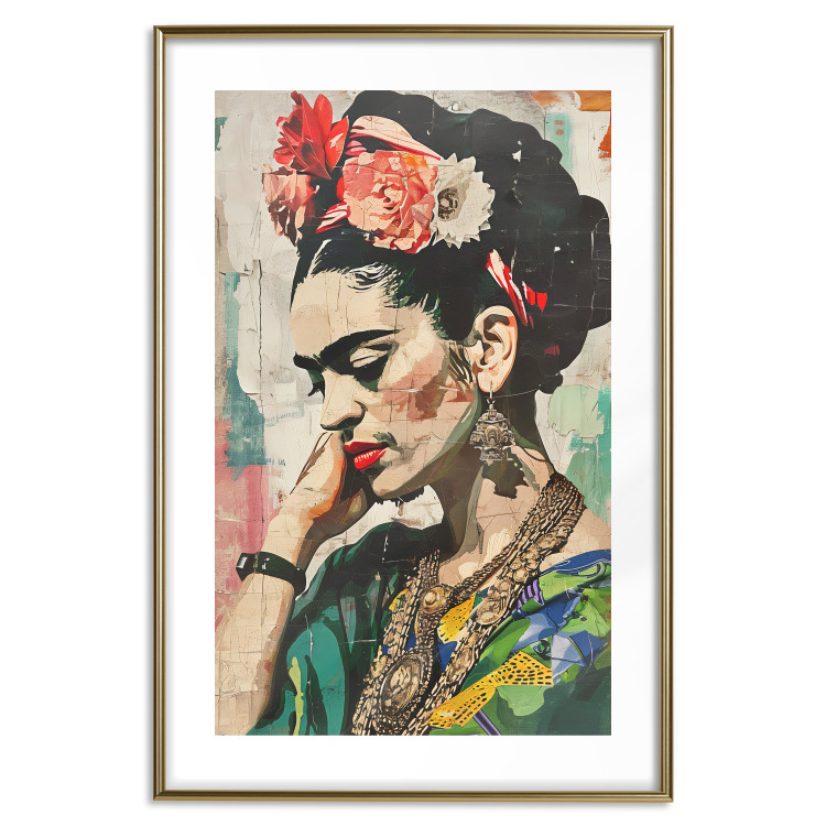 Poster Portrait in Profile - Frida Kahlo Against a Cracked Wall 152192 additionalImage 24