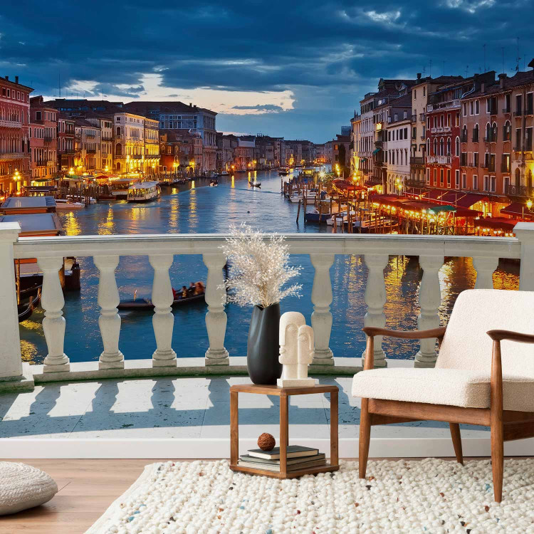 Photo Wallpaper Venice at night - view from the bridge on Venetian architecture and nightlife 159992