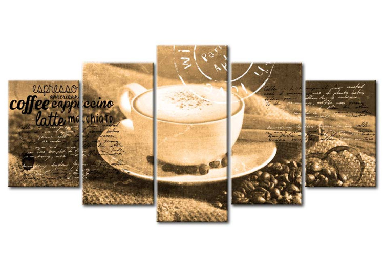 Canvas Print Coffe, Espresso, Cappuccino, Latte machiato ... - sepia 50492
