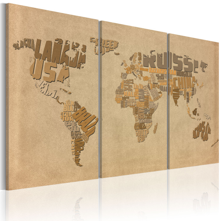 Canvas Art Print Old map of the World - triptych 55392 additionalImage 2