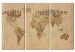Canvas Art Print Old map of the World - triptych 55392
