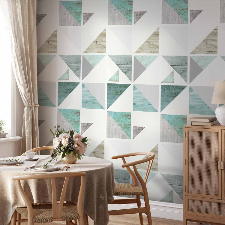 Modern Wallpaper Triangles and Squares (Green) 108003 additionalImage 5