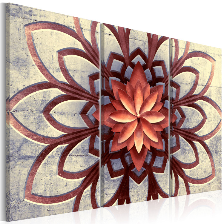 Canvas Windmill (3-part) - Abstract Mandala in Zen Motif on Concrete 108103 additionalImage 2