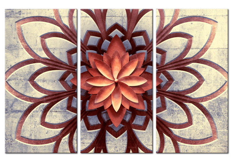 Canvas Windmill (3-part) - Abstract Mandala in Zen Motif on Concrete 108103