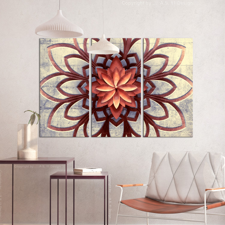 Canvas Windmill (3-part) - Abstract Mandala in Zen Motif on Concrete 108103 additionalImage 3