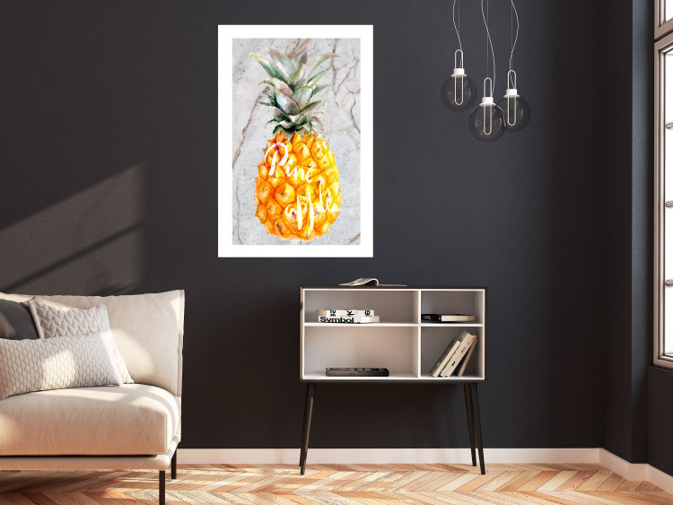 Wall Poster Pineapple on Concrete - composition with a tropical fruit and white texts 114303 additionalImage 2