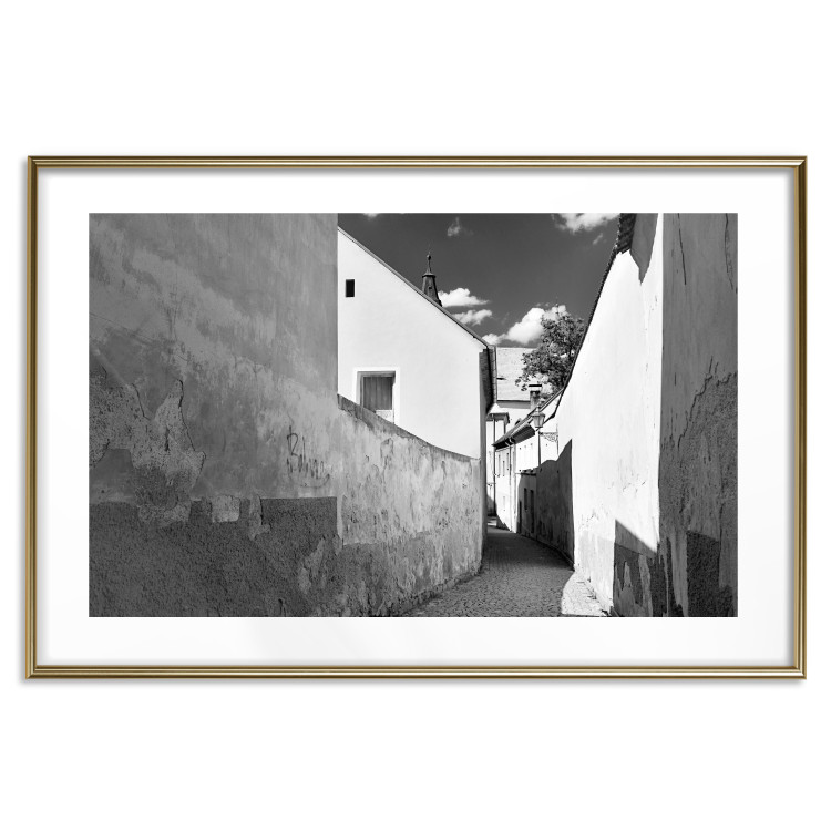 Poster Narrow alley - black and white urban street scene against architectural backdrop 115003 additionalImage 14