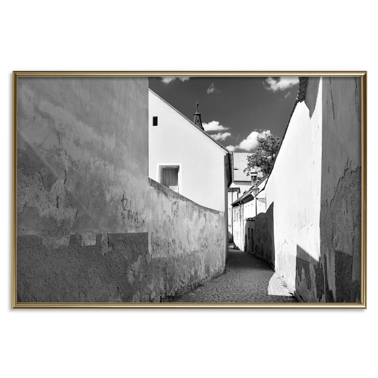 Poster Narrow alley - black and white urban street scene against architectural backdrop 115003 additionalImage 16