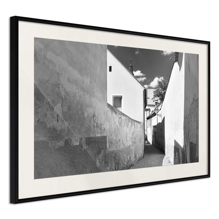 Poster Narrow alley - black and white urban street scene against architectural backdrop 115003 additionalImage 3