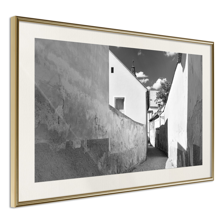 Poster Narrow alley - black and white urban street scene against architectural backdrop 115003 additionalImage 2