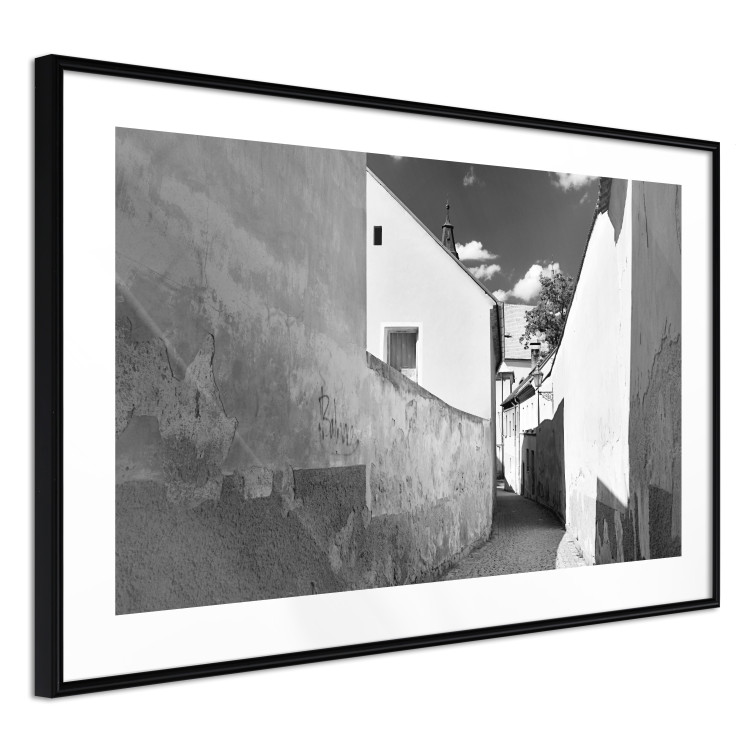Poster Narrow alley - black and white urban street scene against architectural backdrop 115003 additionalImage 11