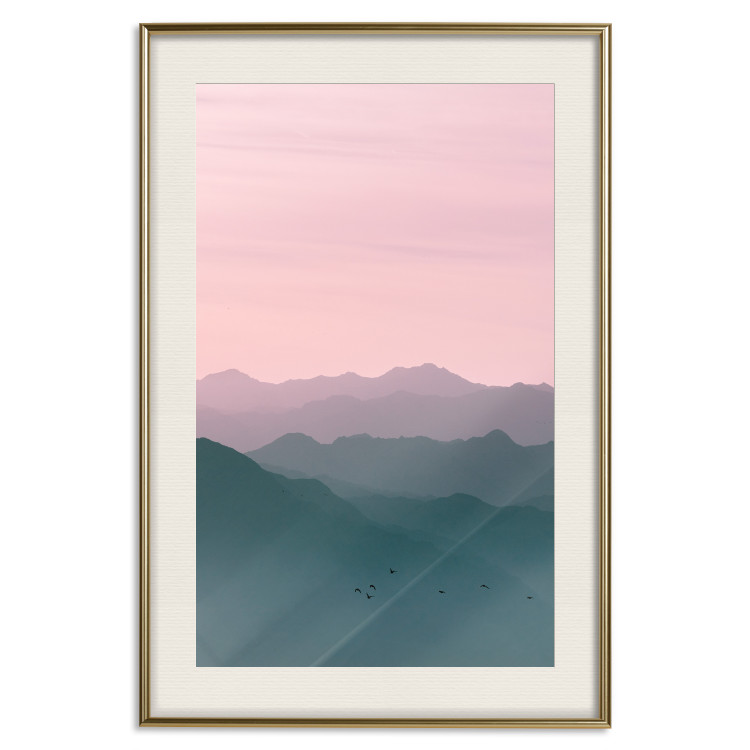 Wall Poster Sunrise Mountains - mountainous landscape against a pink sky backdrop 116703 additionalImage 19