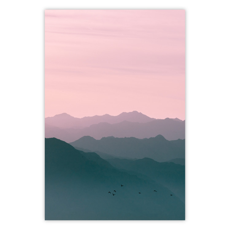 Wall Poster Sunrise Mountains - mountainous landscape against a pink sky backdrop 116703