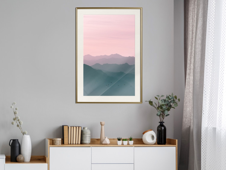 Wall Poster Sunrise Mountains - mountainous landscape against a pink sky backdrop 116703 additionalImage 21