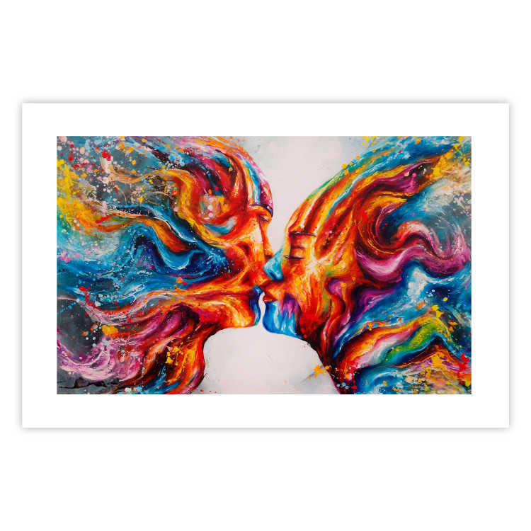 Wall Poster Hot Kiss - abstract romantic couple on a white background 127203 additionalImage 19