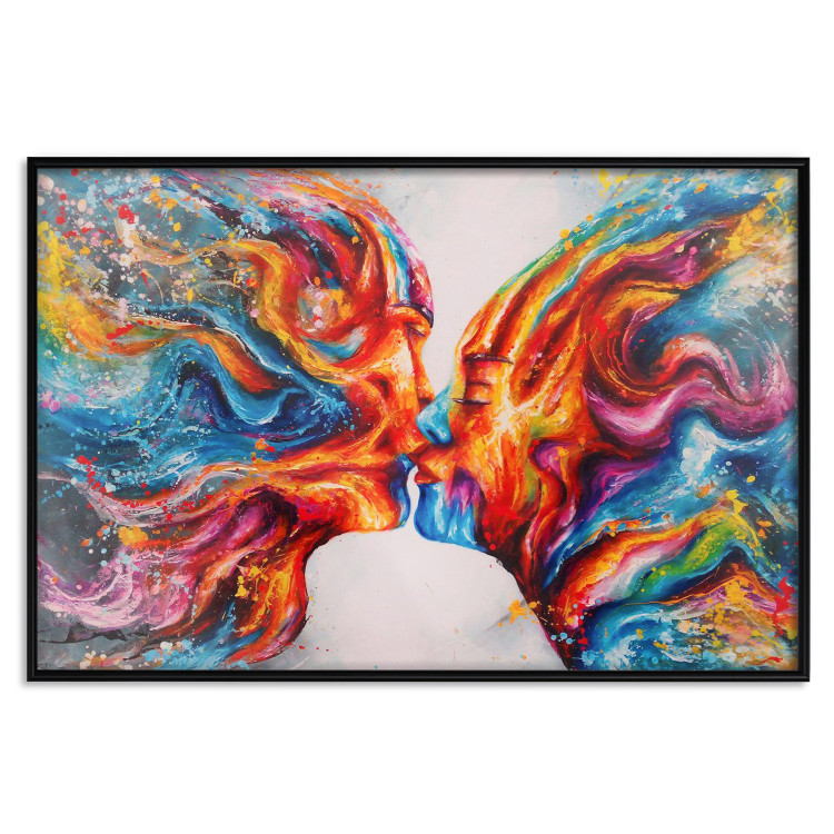 Wall Poster Hot Kiss - abstract romantic couple on a white background 127203 additionalImage 15