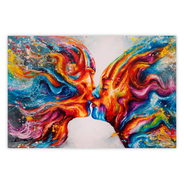 Wall Poster Hot Kiss - abstract romantic couple on a white background 127203