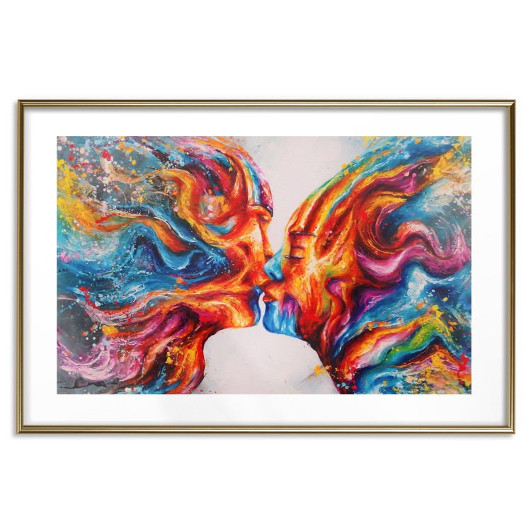 Wall Poster Hot Kiss - abstract romantic couple on a white background 127203 additionalImage 14