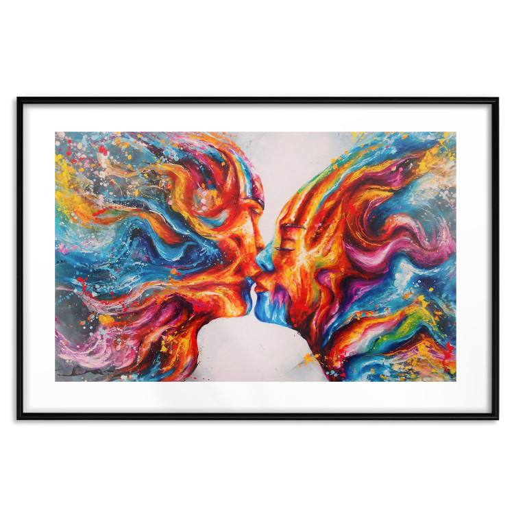 Wall Poster Hot Kiss - abstract romantic couple on a white background 127203 additionalImage 16