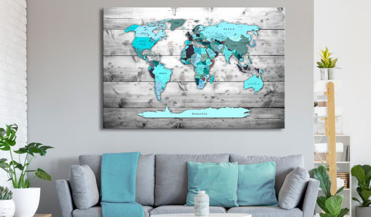 Large canvas print World Map: Blue World [Large Format] 128503 additionalImage 6