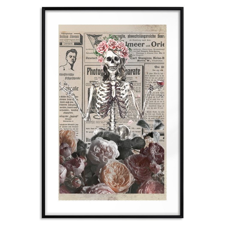 Poster Death and Wine - abstraction with character among flowers and text in the background 129103 additionalImage 17
