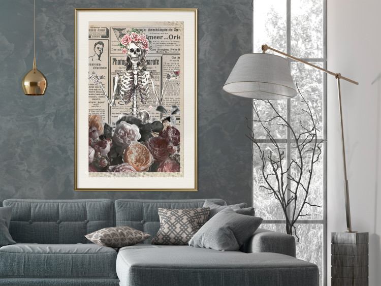 Poster Death and Wine - abstraction with character among flowers and text in the background 129103 additionalImage 22