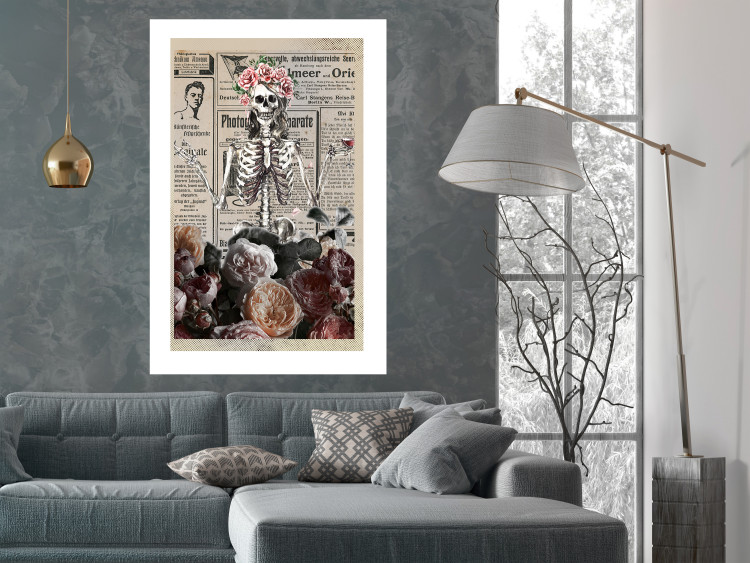 Poster Death and Wine - abstraction with character among flowers and text in the background 129103 additionalImage 5