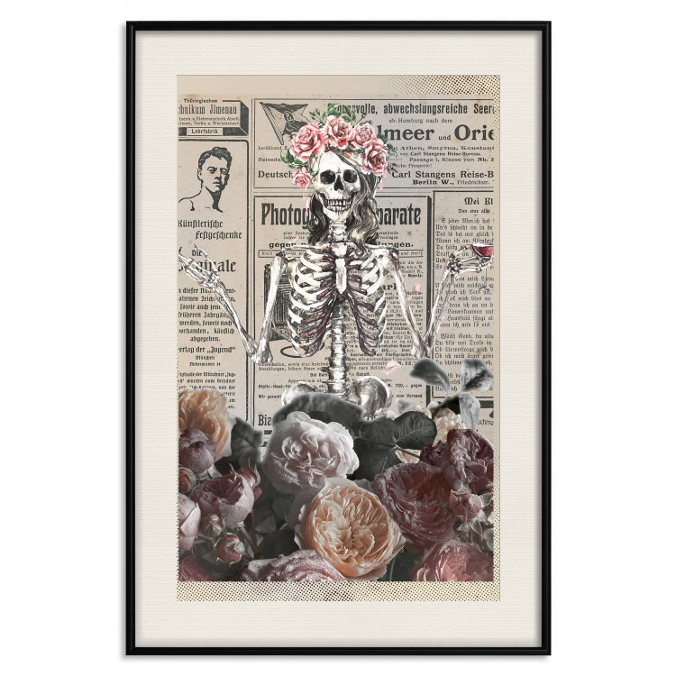 Poster Death and Wine - abstraction with character among flowers and text in the background 129103 additionalImage 19