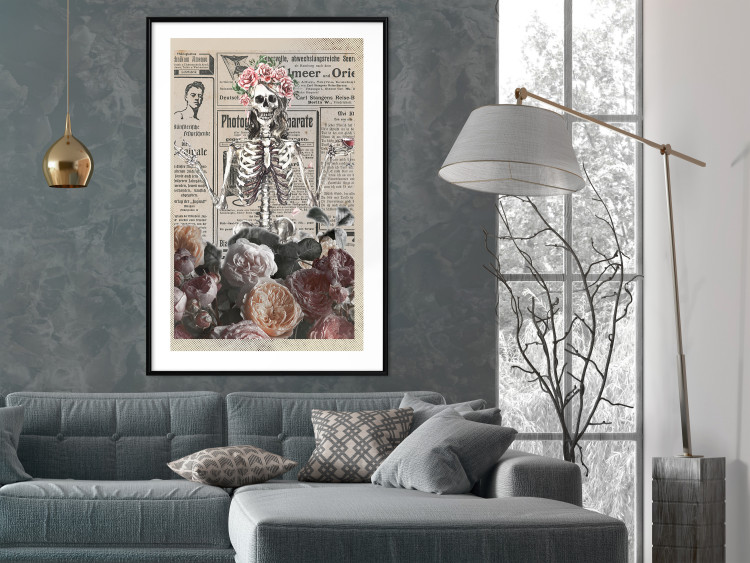 Poster Death and Wine - abstraction with character among flowers and text in the background 129103 additionalImage 18