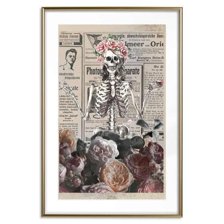 Poster Death and Wine - abstraction with character among flowers and text in the background 129103 additionalImage 14