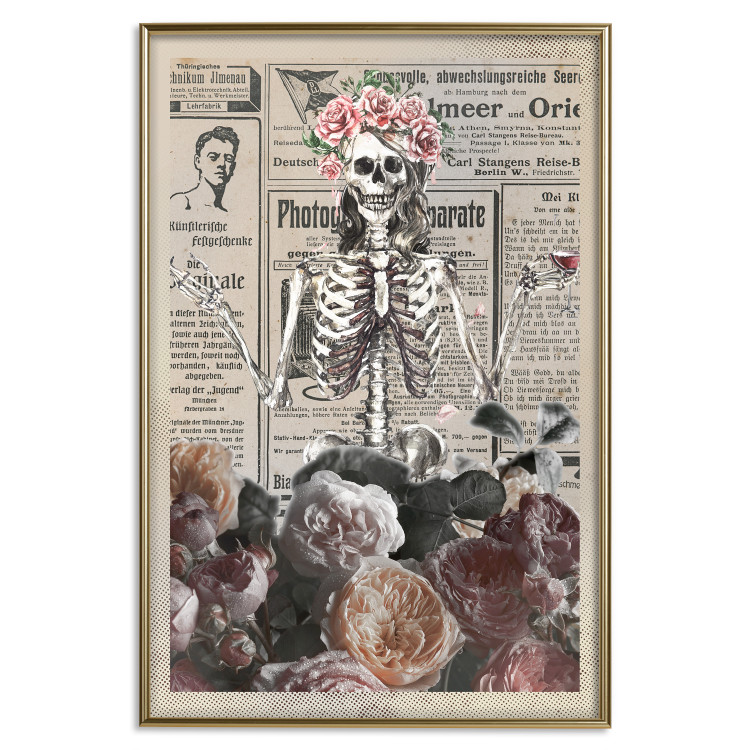 Poster Death and Wine - abstraction with character among flowers and text in the background 129103 additionalImage 21