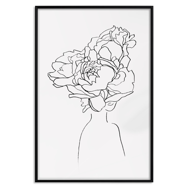 Wall Poster Above Flowers - abstract line art of a woman with flowers in her hair 132203 additionalImage 16