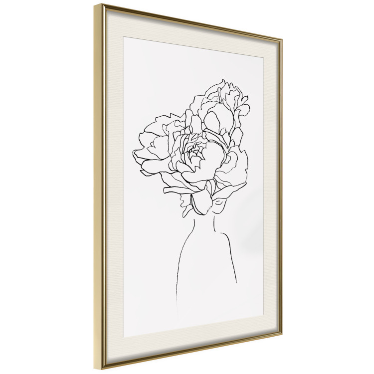 Wall Poster Above Flowers - abstract line art of a woman with flowers in her hair 132203 additionalImage 9