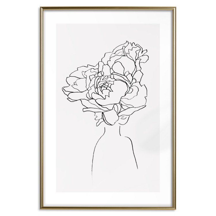 Wall Poster Above Flowers - abstract line art of a woman with flowers in her hair 132203 additionalImage 16
