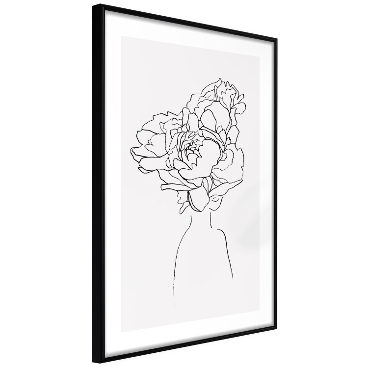 Wall Poster Above Flowers - abstract line art of a woman with flowers in her hair 132203 additionalImage 14