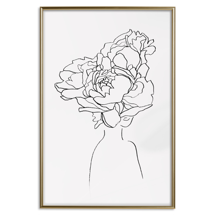 Wall Poster Above Flowers - abstract line art of a woman with flowers in her hair 132203 additionalImage 17