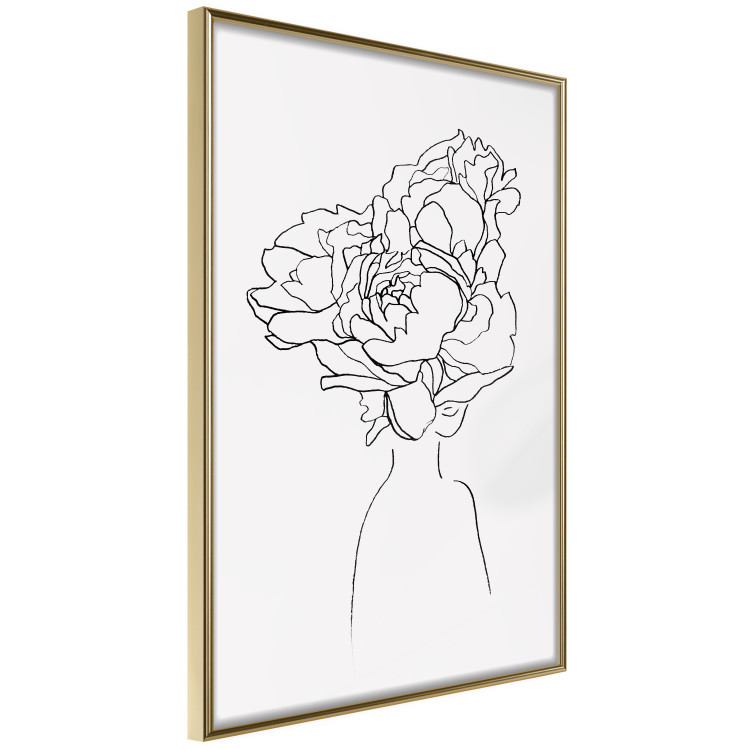 Wall Poster Above Flowers - abstract line art of a woman with flowers in her hair 132203 additionalImage 13