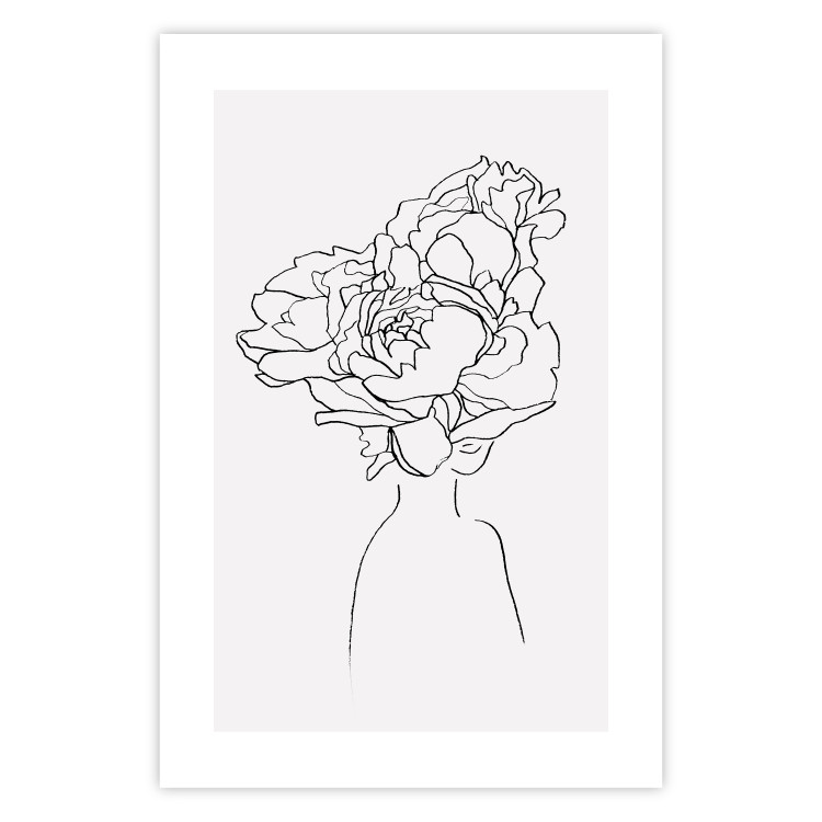 Wall Poster Above Flowers - abstract line art of a woman with flowers in her hair 132203 additionalImage 19