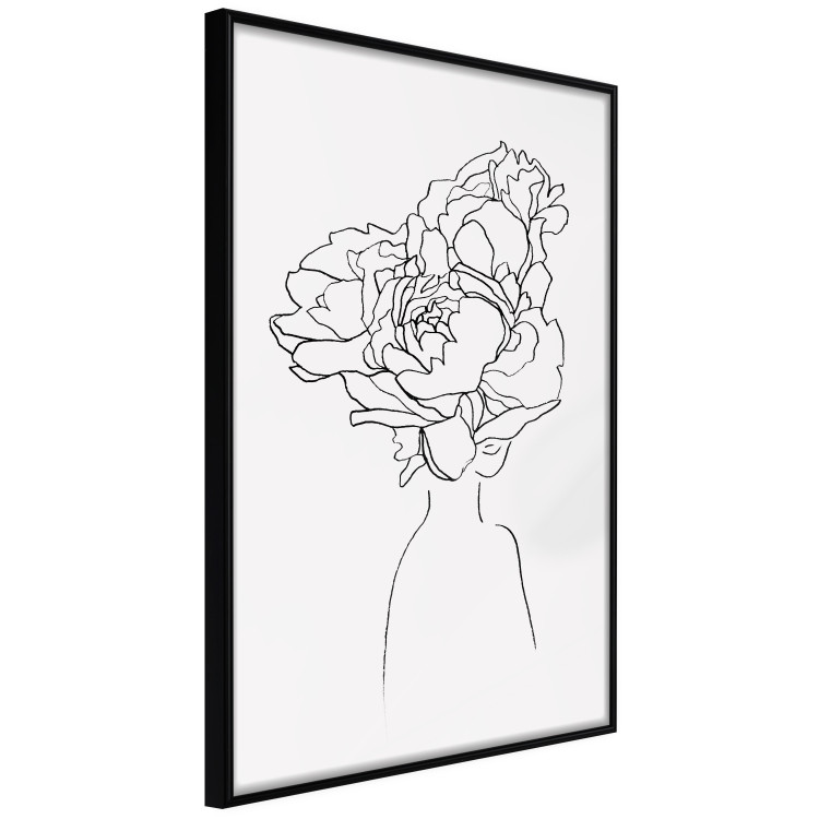 Wall Poster Above Flowers - abstract line art of a woman with flowers in her hair 132203 additionalImage 12