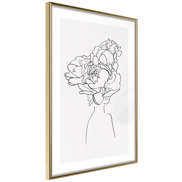 Wall Poster Above Flowers - abstract line art of a woman with flowers in her hair 132203 additionalImage 11