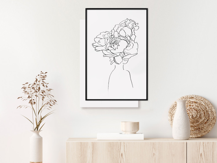 Wall Poster Above Flowers - abstract line art of a woman with flowers in her hair 132203 additionalImage 7