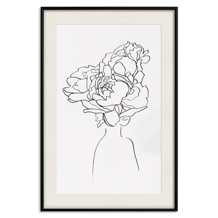Wall Poster Above Flowers - abstract line art of a woman with flowers in her hair 132203 additionalImage 19