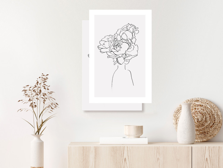 Wall Poster Above Flowers - abstract line art of a woman with flowers in her hair 132203 additionalImage 6