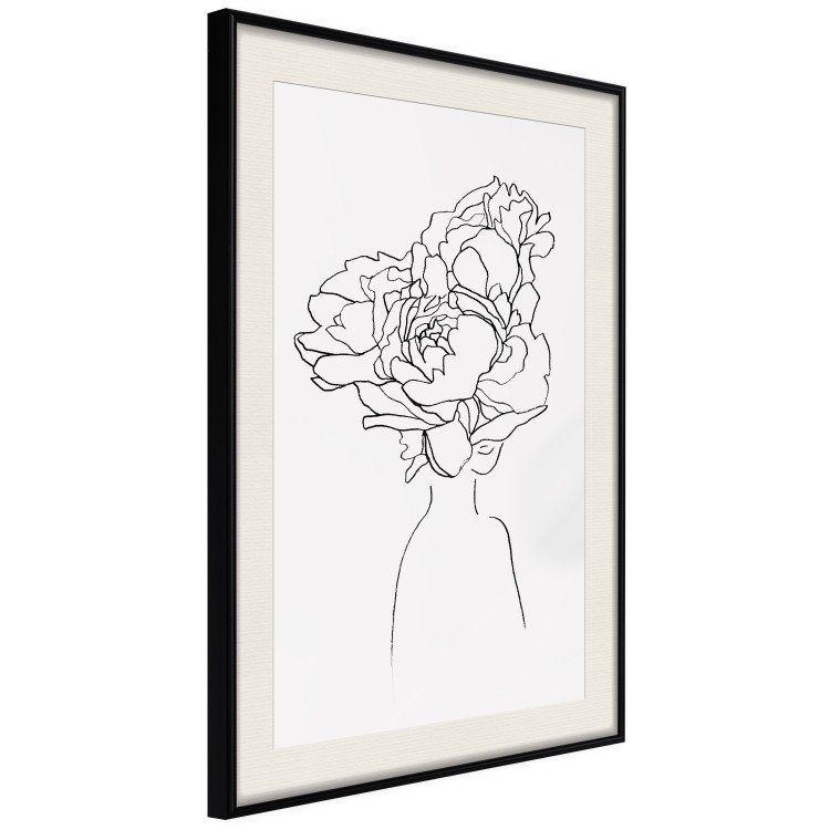 Wall Poster Above Flowers - abstract line art of a woman with flowers in her hair 132203 additionalImage 6