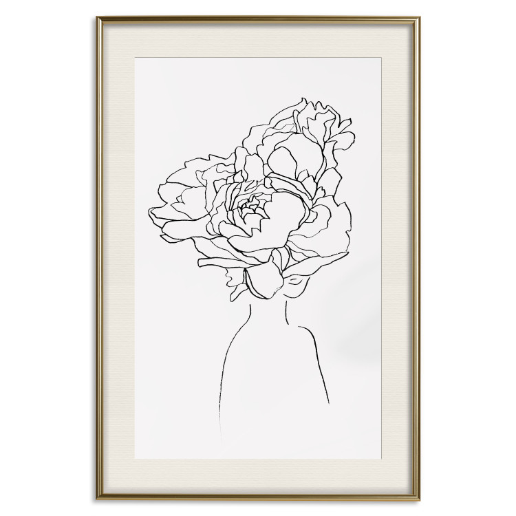 Wall Poster Above Flowers - abstract line art of a woman with flowers in her hair 132203 additionalImage 20