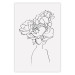 Wall Poster Above Flowers - abstract line art of a woman with flowers in her hair 132203